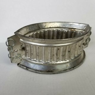 Vintage Metal Fluted Raised Game Pie Mold French Tin - Clipped Sides,  Unbranded