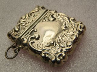 Vintage Antique Sterling Silver Vesta Case Match Safe Pendant Or Watch Fob