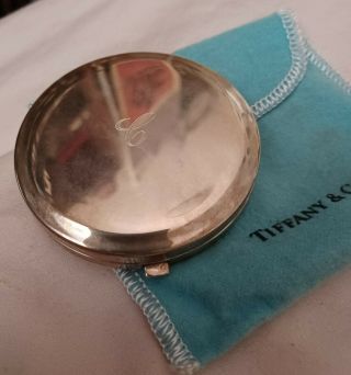 Vintage Tiffany & Co Sterling Silver Powder Compact With Mirror.  Signed.