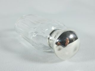 Antique Edwardian 1911 Sterling Silver Cut Glass Vanity Hairpin Scent Jar Bottle