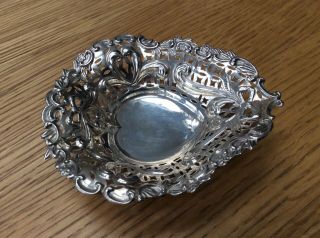Victorian Antique Sterling Silver Bon Bon Dish Birmingham 1890