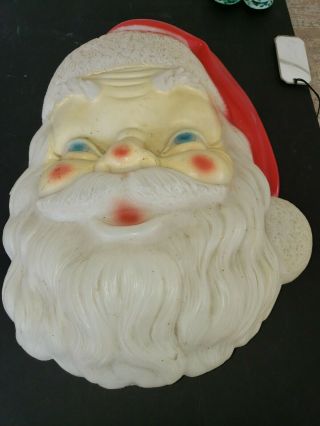 Vintage 16 " 1968 Plastic Empire Blow Mold Christmas Santa Claus Face Head Light