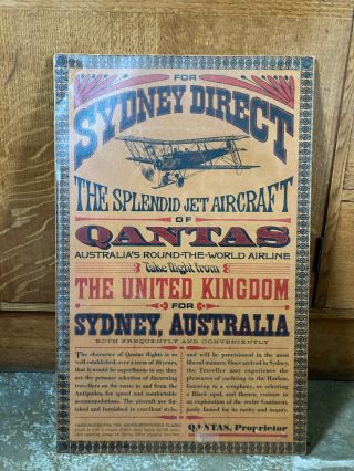 Quantas Airline Advertising Poster Vintage Image Great Age Of Travel