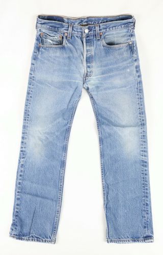 Vintage Levis 501xx Button Fly Distressed Blue Jeans Fits 30x29 Made In Usa