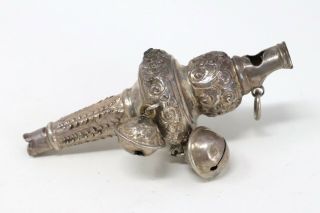 Great Antique Victorian C1890 Solid Silver Baby Rattle A/f 19.  2g 481