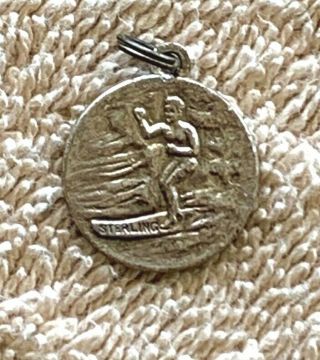 Vintage Saint Christopher Protect Us Surfer Sterling Silver Medal