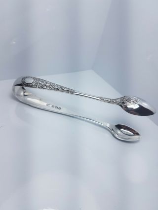 Outstanding Victorian Silver Sugar Tongs Henry Hobson Sheffield 1890 25g