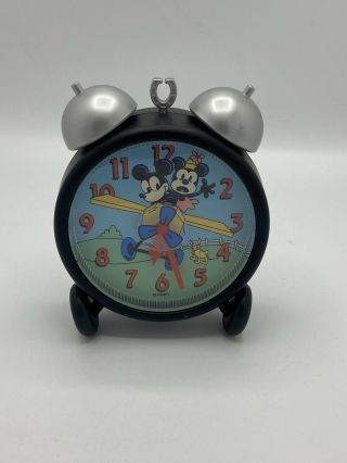 Disney Plane Crazy Mickey Minnie Mouse Alarm Clock Propeller Vintage