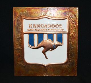 Kangaroos North Melbourne Football Club Vfl Copper Plaque Vintage