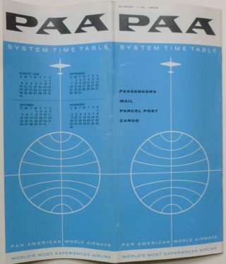 August 1958 Pan American World Airways System Time Table