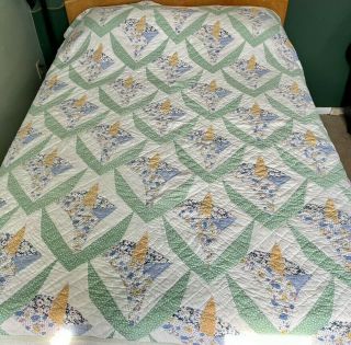 Vintage Handmade Patchwork Quilt Lily 80 X 72