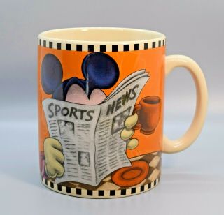 Disney Mickey Mouse Oversized Ceramic Coffee Mug Cup Sports Orange " All Ears "