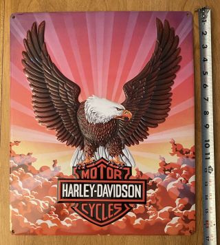Ande Rooney Harley Davidson Eagle With Clouds Tin Motorcycle Hd Garage Sign