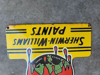 Vintage Sherwin - Williams Paints Porcelain Sign Automotive Soda Camping Fishing 3