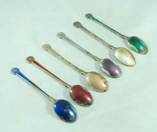 Antique Silver & Enamelled Spoons By David Andersen Af 59g Bzx