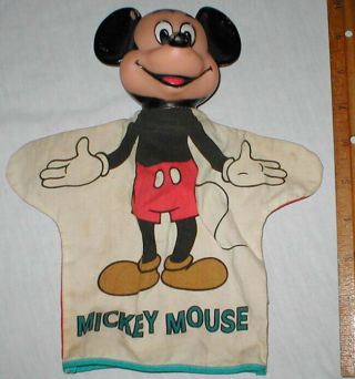 Vintage Walt Disney Productions Mickey Mouse Hand Puppet Toy Rare Hard To Find