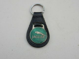 Vintage Manhattan Windsor Leather Enamel Jaguar Keyring Key Fob
