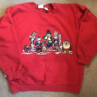 Acme Clothing Co Looney Tunes Red Ski Jumper Vintage 90s 80s Loose Fit Medium