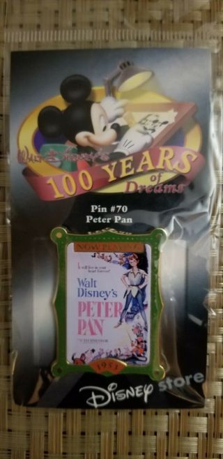 Disney Store 100 Years Of Dreams 70 Peter Pan Movie Poster Pin