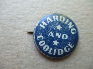 Warren Harding 1920 Presidential Pin Back Calvin Coolidge Campaign Button Badge