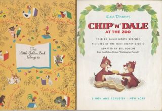 LITTLE GOLDEN BOOK WALT DISNEY CHIP ' N DALE AT THE ZOO D38 1954 EDITION A 2