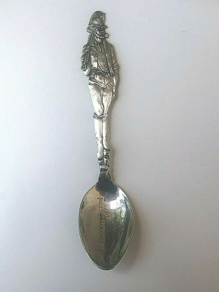 Vintage Sterling Silver Full Figural Old Time Miner W/ Pipe Souvenir Spoon