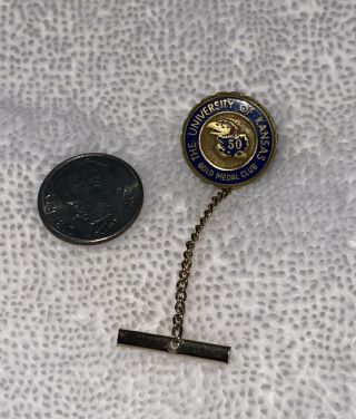 1950 University Of Kansas Gold Medal Club Tie Tac Pin W Chain Jayhawks ￼alumni