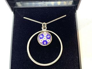 Vintage Scottish Sterling Silver Millefiori Caithness Glass Pendant Necklace