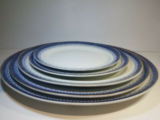 Vintage Blue And White Losol Ware Keeling Claremont Serving Plates Platters