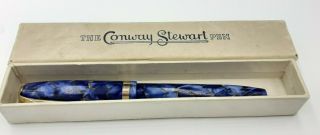 Vintage Conway Stewart 84 Fountain Pen 14ct Gold Nib,  Blue With Gold Veins