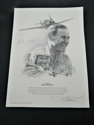 2001 General Gunther Rall 11x15 Signed John D.  Shaw Art Print
