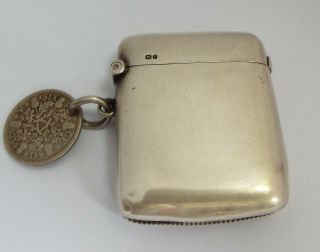 Handsome Heavy English Antique Victorian 1894 Sterling Silver Vesta Match Case