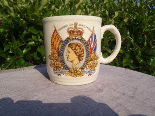Rare 1953 Queen Elizabeth Ll Coronation Mug,  June 2 1953,  Thick