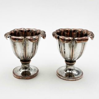 Pair Decorative George Iii Old Sheffield Plate Egg Cups C1810