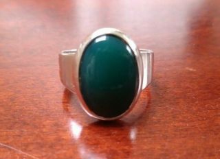 N.  E.  From Niels Erik From Denmark Modernist Vtg Sterling Silver Green Agate Ring