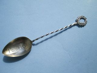Antique Taunton Ma.  Souvenir Spoon Sterling Silver Twisted Handle Demitasse 4.  1g