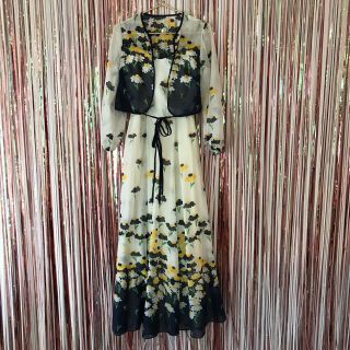 Vintage 1960s Miss Elliette California Flower Power Maxi Dress,  Jacket Set - S