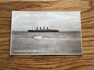 Rms Mauretania Real Photo Postcard Off Cowes / Cunard