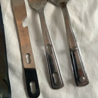 Vintage Boy Scouts America Camping Knife Spoon & Fork Cutlery Set w/ Case 2