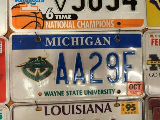 Wayne State University Warriors Alumni License Plate Michigan