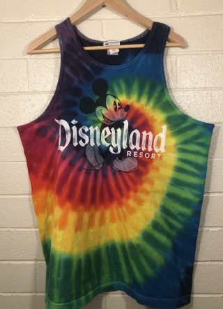 Vintage Disney Disneyland Resort Tie Dye Tank Top Shirt Size Xl Men’s