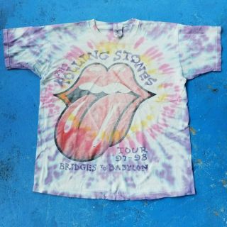 Vintage Rolling Stones T Shirt Xl Bridges To Babylon Tour 90s Tye Dye