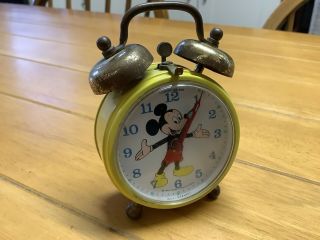 Vintage Mickey Mouse Alarm Clock Phinney Walker - Walt Disney Productions. 3