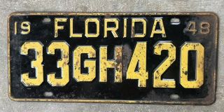 1948 Florida Commercial License Plate (33 Gh 420) Santa Rosa County " 48 "