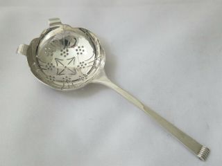 Large Solid Sterling Silver Tea Strainer Sheffield - 1965 By Cooper Brothers