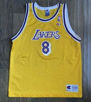 Vintage Champion Kobe Bryant Los Angeles Lakers Jersey Sz Xl 18 - 20 20x26.  5