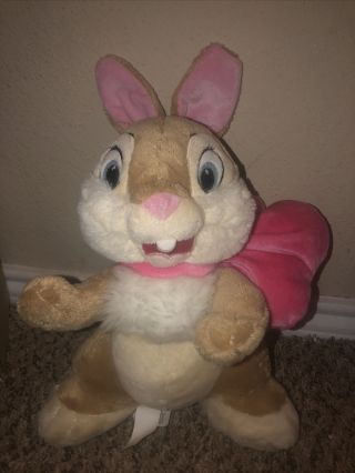 10 " Disney Store Exclusive Easter Bow Miss Bunny Plush Thumper Bambi Pink Tan