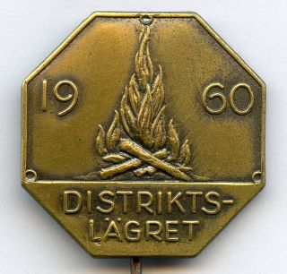 Sweden Distrikt Camp 1960 Scout Badge Pin Grade