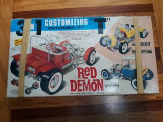 Vintage Rare Lindberg Red Demon Hot Rod Model Kit Unbuilt Complete