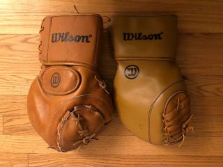 2 Vintage Wilson Hockey Goalie Gloves